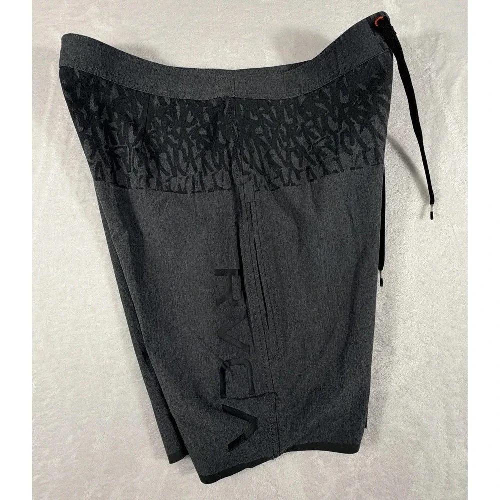 RVCA Shorts Men's Sz 32 Charcoal Gray Ancell Staff Swimming Drawstring